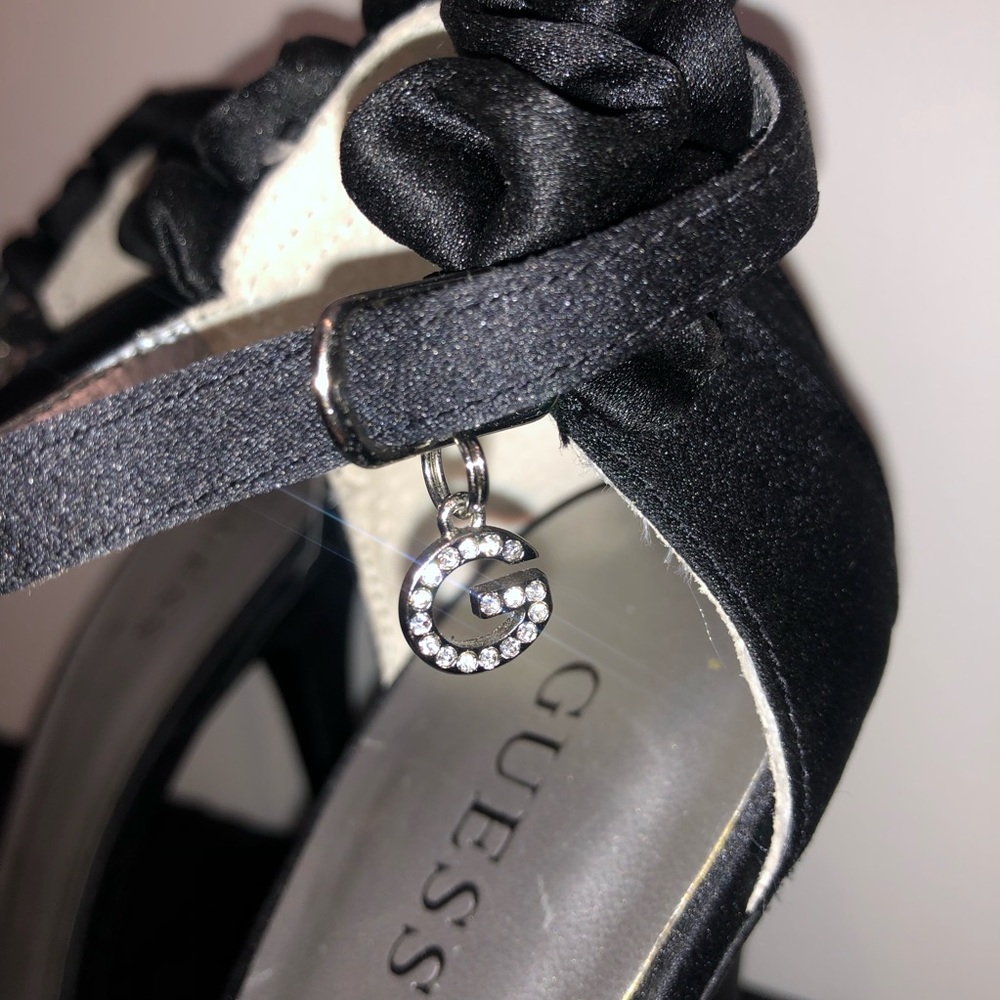 Guess black satin heels
